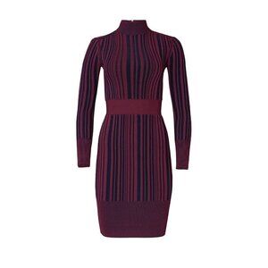 Hervé Léger Striped Sheath Knit Dress in Purple XSmall Womens Bodycon